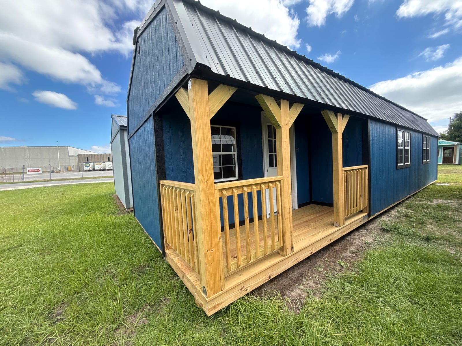 14x40 Corner Porch Lofted Barn Cabin at Willis Buildings