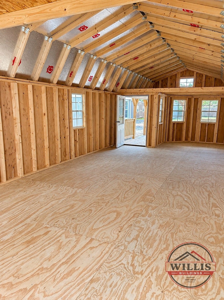 14x40 Wrap Around Porch Lofted Barn Cabin at Willis Buildings