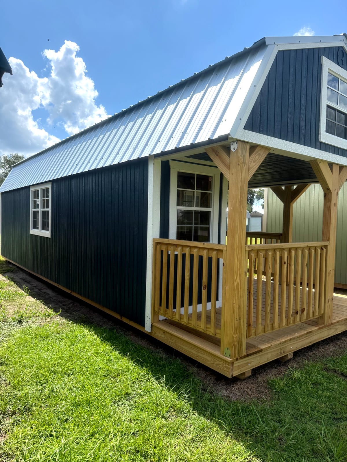 12x32 Wrap Around Porch Lofted Barn Cabin at Willis Buildings