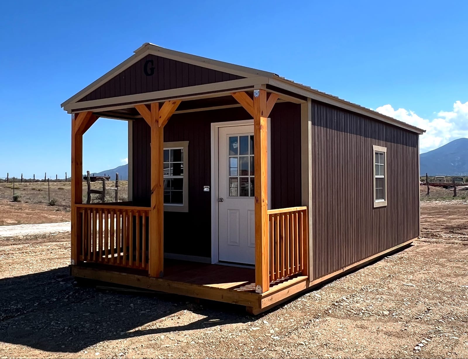 12x24 Cabin at Graceland Portable Buildings Dealer, El Prado. Taos House & Stone