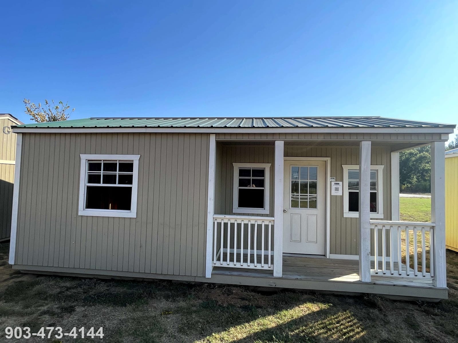 14x24 Corner Porch Cabin at Tyler Lot- ETX Steel Tyler