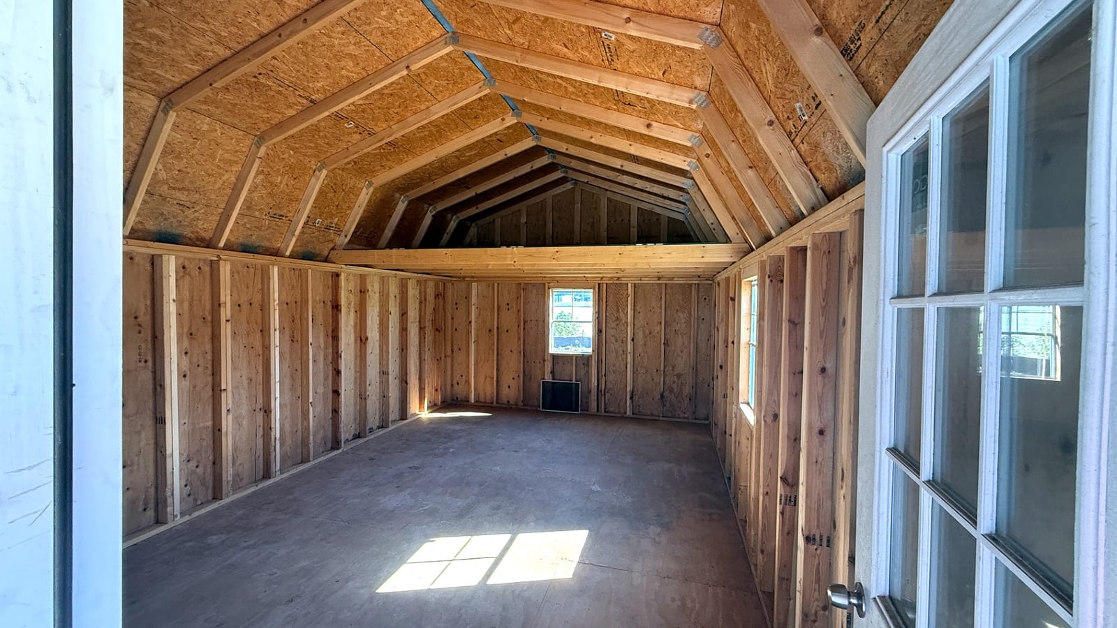 14x32 Corner Porch Lofted Barn Cabin at Alpha1 Storage Solutions