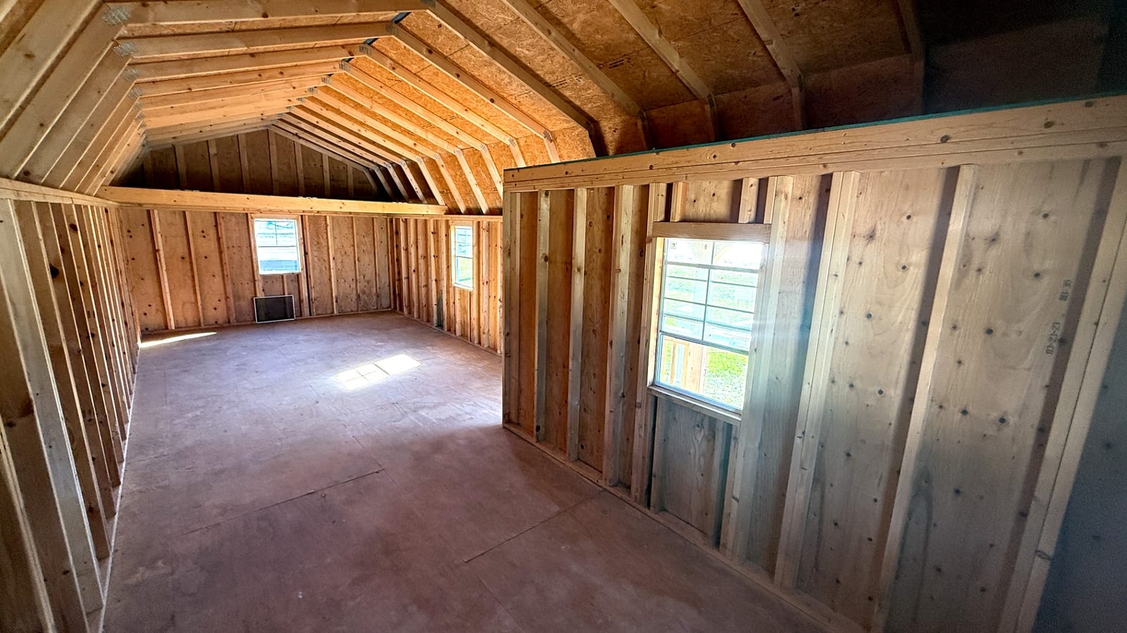 14x32 Corner Porch Lofted Barn Cabin at Alpha1 Storage Solutions