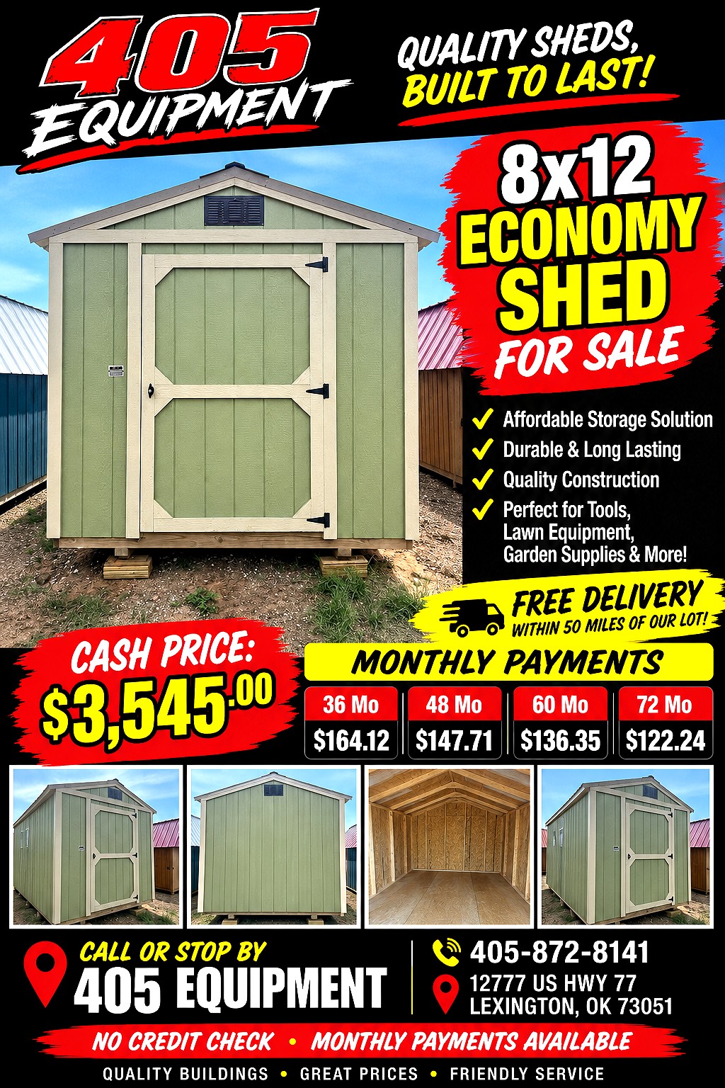 8x12 Econo Shed at 405 Equipment LLC AKA 405 Structures!