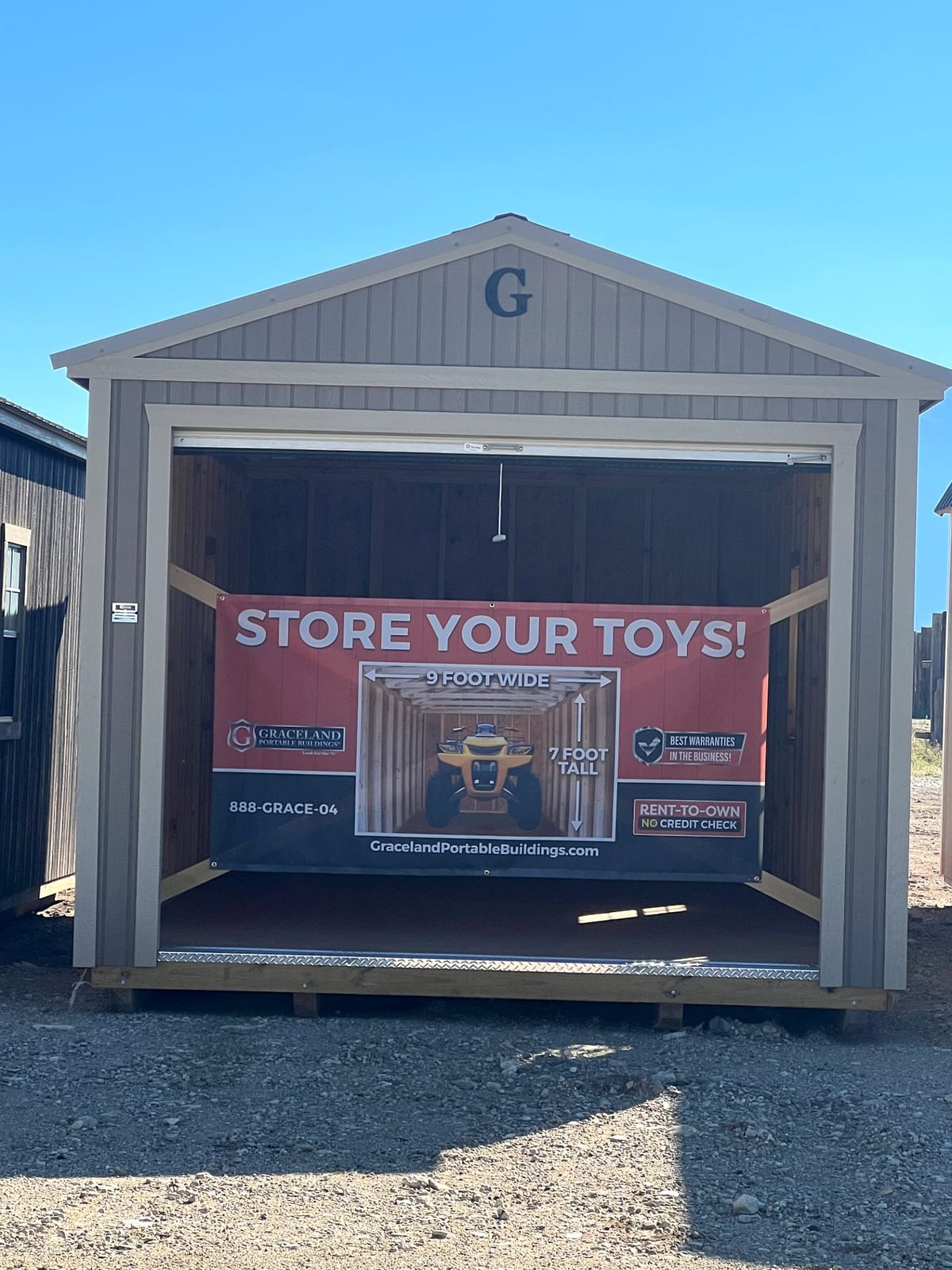 12x24 Garage at Graceland Portable Buildings Dealer, El Prado. Taos House & Stone