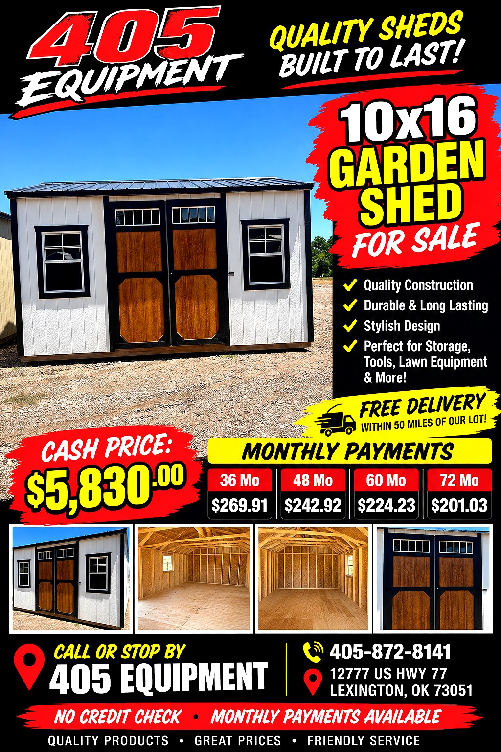 10x16 Garden Shed at 405 Equipment LLC AKA 405 Structures!