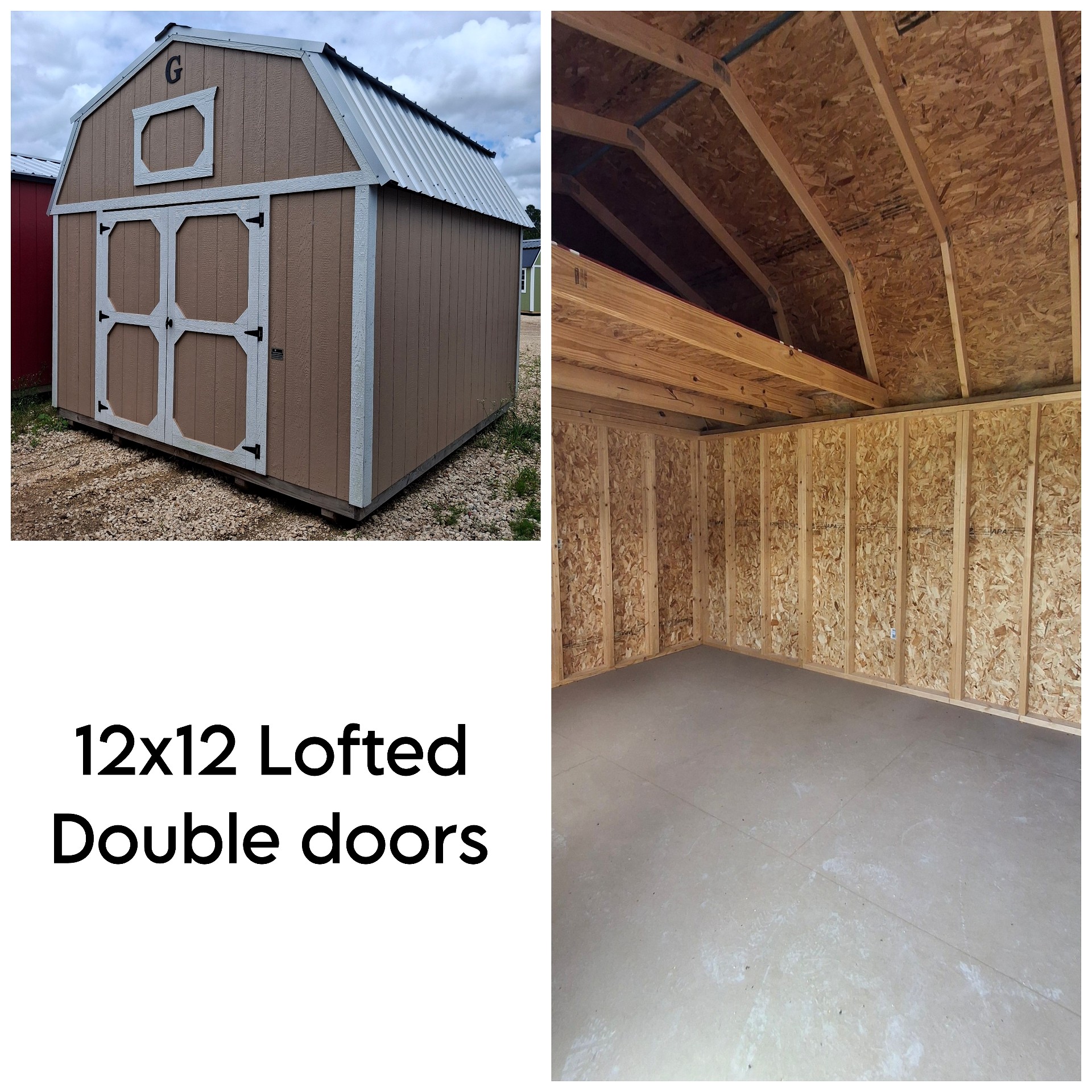12x12 Lofted Barn at Kirbyville Lot - Essex Bros