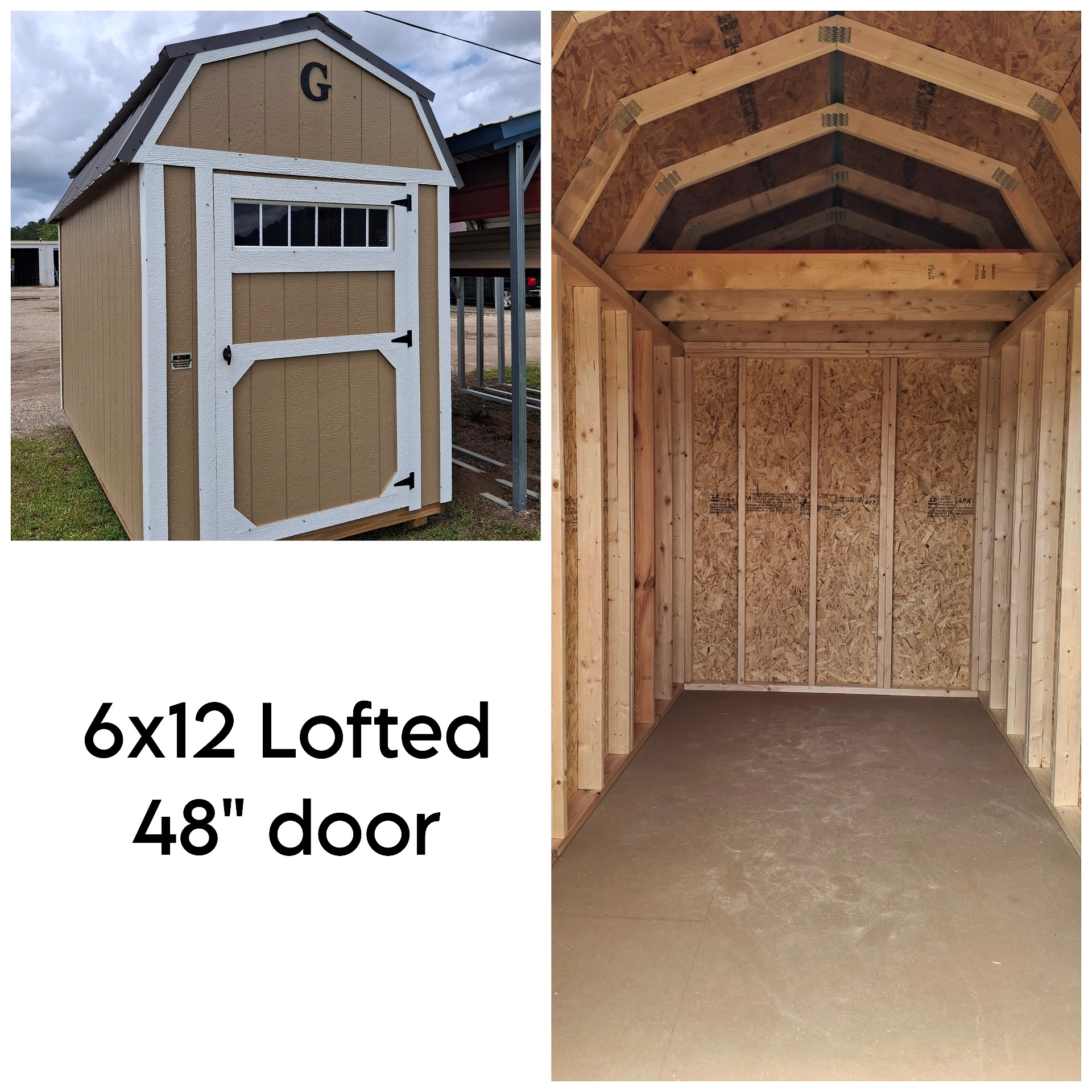 6x12 Lofted Barn at Kirbyville Lot - Essex Bros