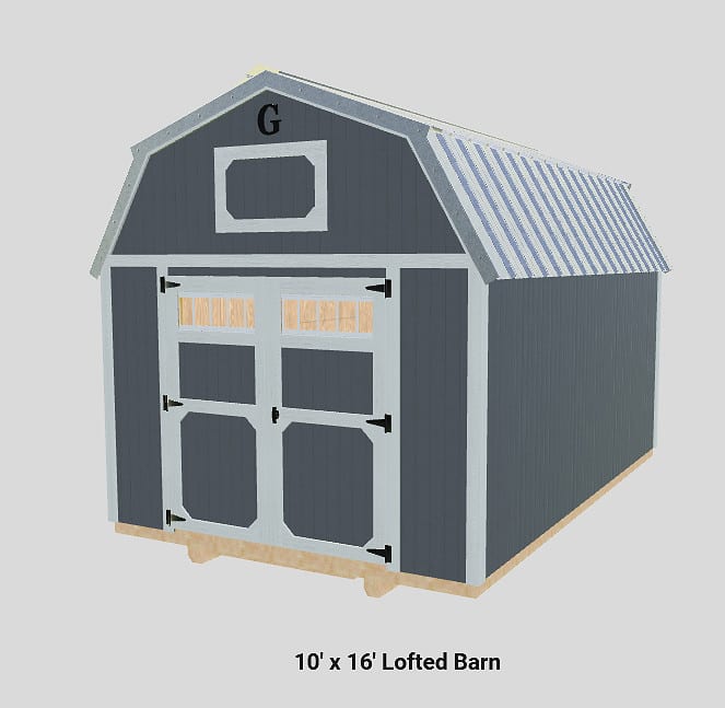 10x16 Lofted Barn at ACE Buildings - Graceland of Corpus Christi