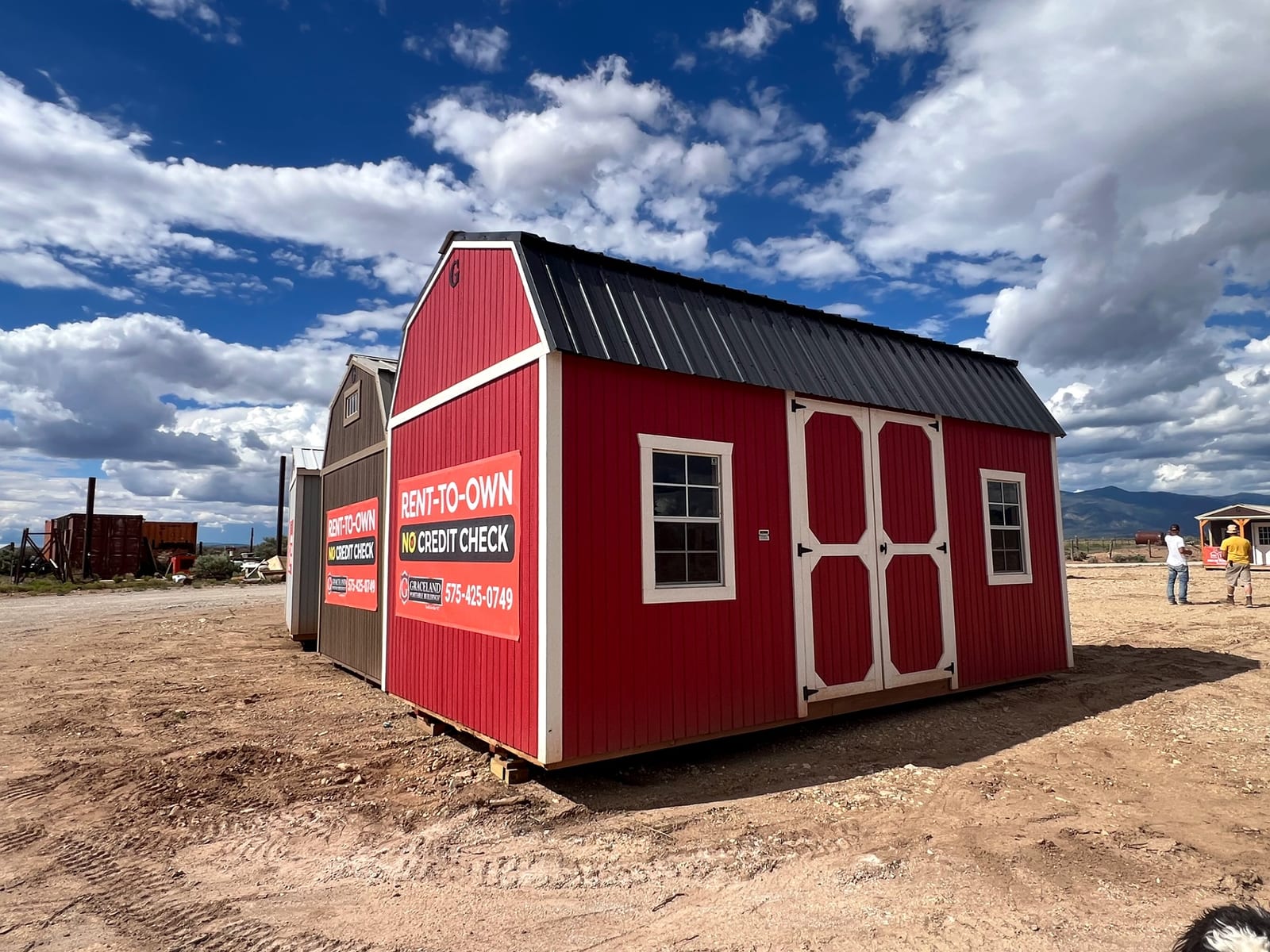 10x20 Side Lofted Barn at Graceland Portable Buildings Dealer, El Prado. Taos House & Stone