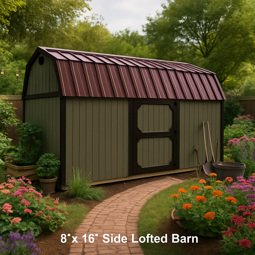 8x16 Side Lofted Barn at ACE Buildings - Graceland of Corpus Christi