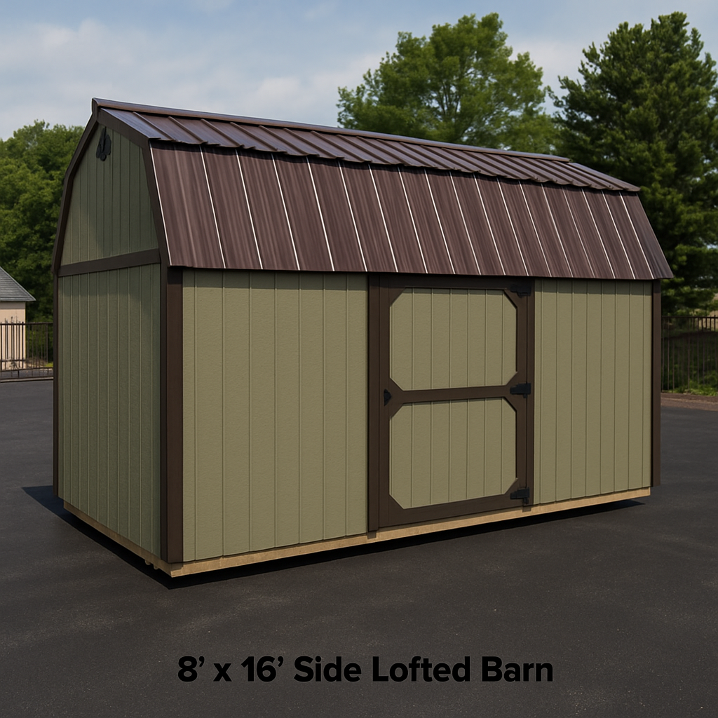 8x16 Side Lofted Barn at ACE Buildings - Graceland of Corpus Christi