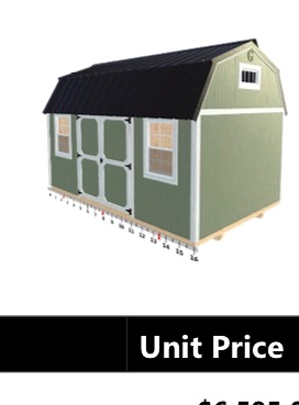 10x16 Side Lofted Barn at ACE Buildings - Graceland of Corpus Christi