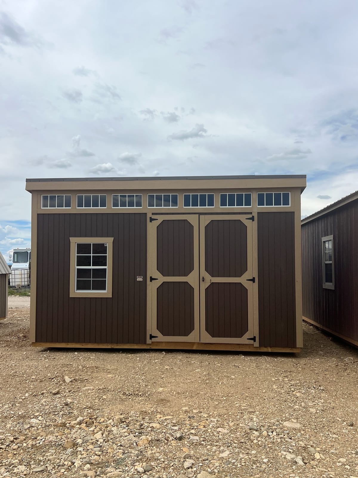 10x16 Urban Shed at Graceland Portable Buildings Dealer, El Prado. Taos House & Stone