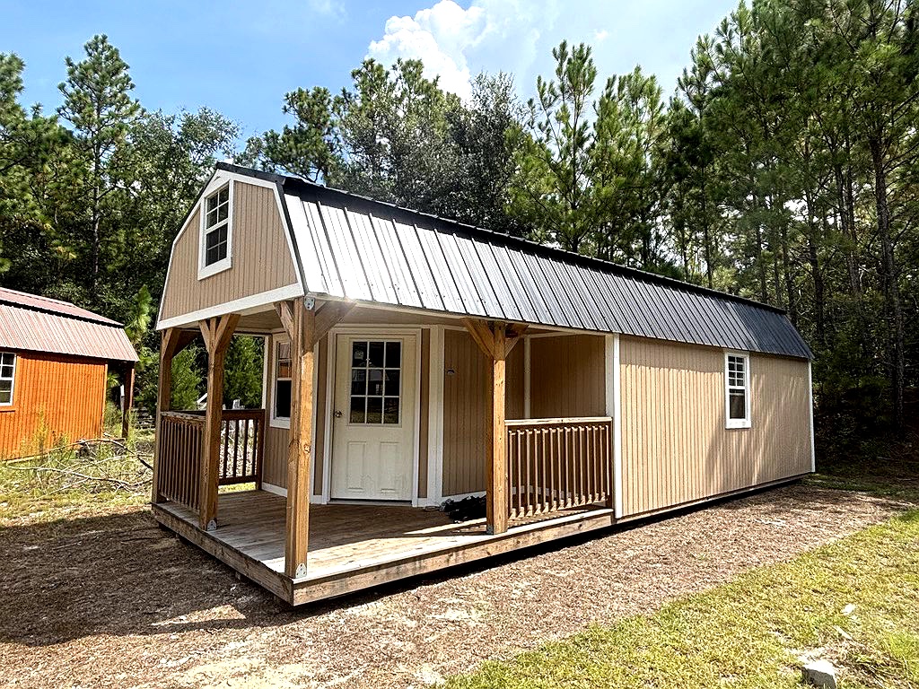 12x32 Wrap Around Porch Lofted Barn Cabin at Portable Buildings of Ravenel