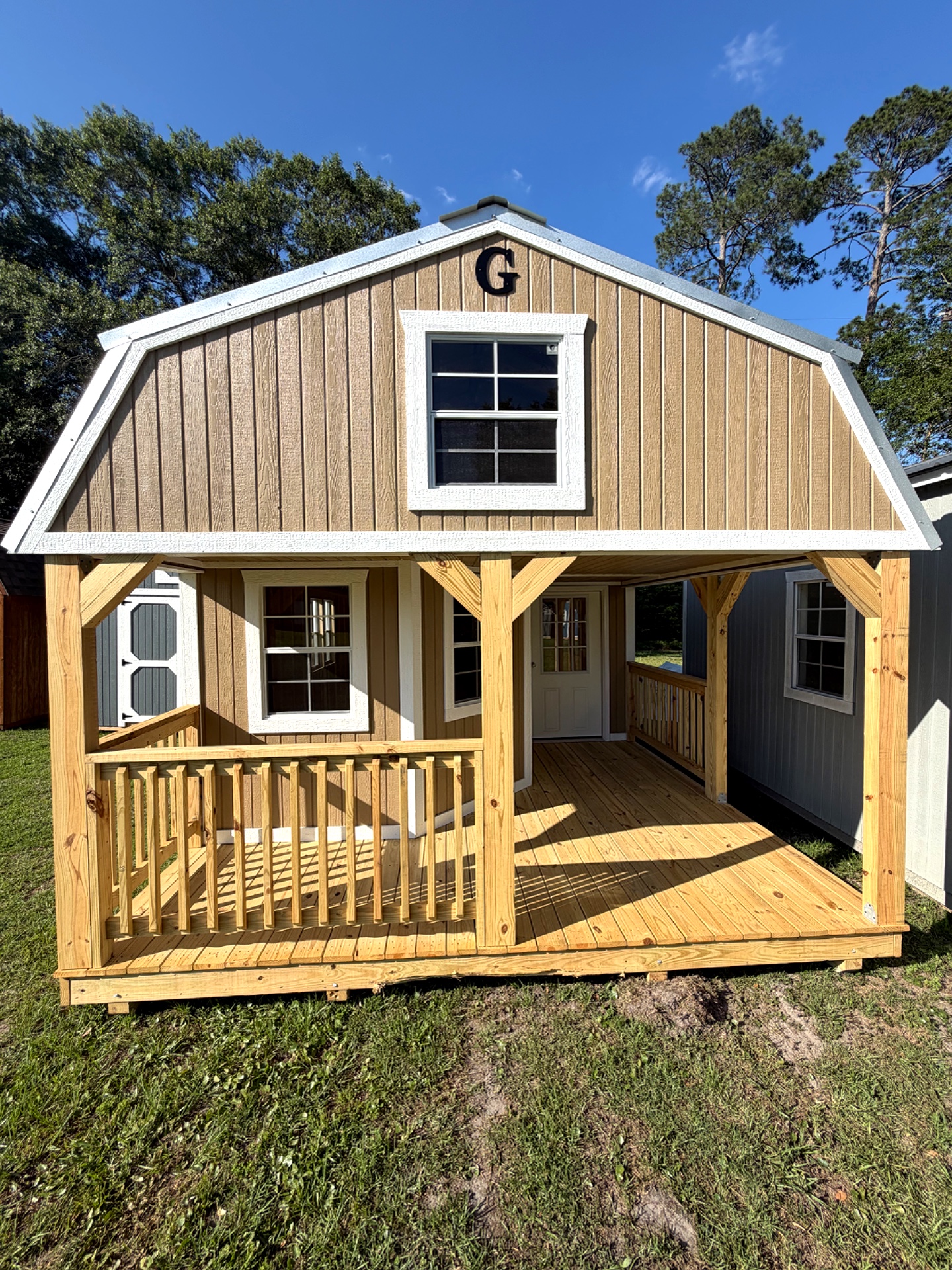 14x40 Wrap Around Porch Lofted Barn Cabin at Willis Buildings
