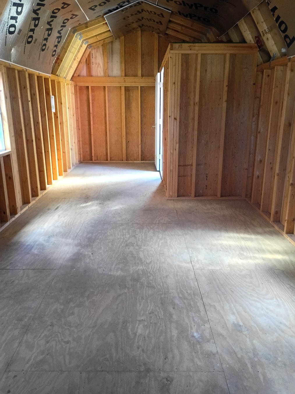 12x32 Corner Porch Lofted Barn Cabin at Jimmy's Portable Buildings of Savannah, TN