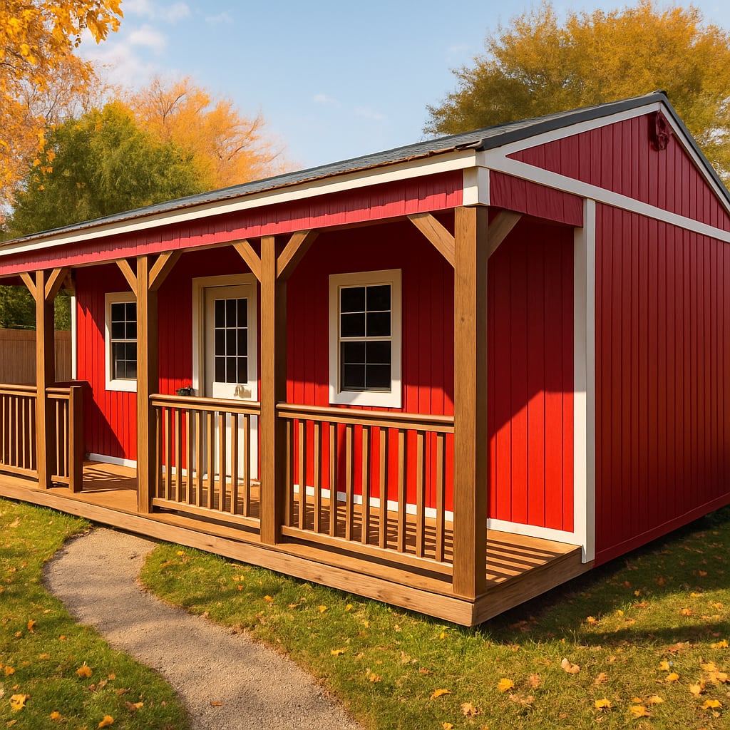 16x24 Side Porch Cabin at ACE Buildings - Graceland of Corpus Christi