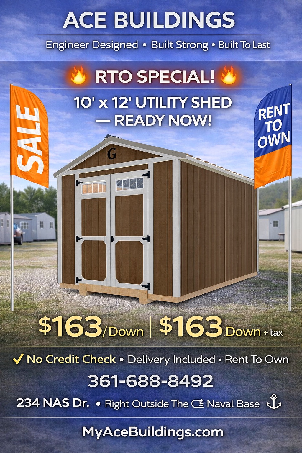 10x12 Utility Shed at ACE Buildings - Graceland of Corpus Christi